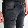 JEANS TAPERED OZZY IN BLACK BLACK DENIM VINTAGE GOLD LINE