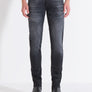 JEANS OZZY TAPERED FIT IN COATED BLACK BLACK DENIM