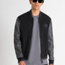 CHAQUETA ESTILO COLLEGE REGULAR FIT DE ALGODÓN Y MANGAS DE PIEL