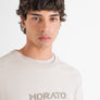 SUÉTER RELAXED FIT BEIGE DE ALGODÓN Y LOGOTIPO DE GOMA