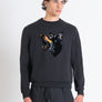 HOODIE REGULAR FIT DE ALGODÓN NEGRO Y ESTAMPADO DE DÓBERMAN