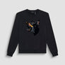 HOODIE REGULAR FIT DE ALGODÓN NEGRO Y ESTAMPADO DE DÓBERMAN