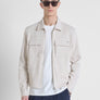 CHAQUETA SLIM FIT DE MEZCLA DE PIQUÉ DE ALGODÓN CON CUELLO Y CREMALLERA
