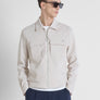 CHAQUETA SLIM FIT DE MEZCLA DE PIQUÉ DE ALGODÓN CON CUELLO Y CREMALLERA