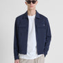 CHAQUETA SLIM FIT DE MEZCLA DE PIQUÉ DE ALGODÓN CON CUELLO Y CREMALLERA