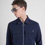 CHAQUETA SLIM FIT DE MEZCLA DE PIQUÉ DE ALGODÓN CON CUELLO Y CREMALLERA
