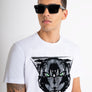 T-SHIRT REGULAR FIT DE JERSEY DE ALGODÓN BLANCO CON ESTAMPADO DE PANTERA