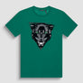 T-SHIRT REGULAR FIT DE JERSEY DE ALGODÓN VERDE CON ESTAMPADO DE PANTERA
