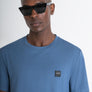 T-SHIRT REGULAR FIT DE TEJIDO AZUL DE ALGODÓN CON LOGO METÁLICO