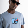 T-SHIRT REGULAR FIT AQUA DE JERSEY ALGODÓN CON LOGOTIPO DE "MTV"