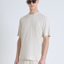 T-SHIRT RELAXED FIT DE PUNTO DE ALGODÓN PURO CON ESTAMPADO MINIMALISTA Y LOGOTIPO EN LA PARTE TRASERA