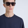 T-SHIRT RELAXED DE PUNTO DE ALGODÓN CON LOGOTIPO EN RELIEVE TONO SOBRE TONO