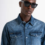 CAMISA REGULAR FIT EN DENIM AZUL