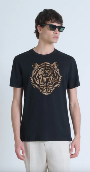 T-SHIRT REGULAR FIT DE ALGODÓN JERSEY CON LOGOTIPO DE CORCHO ESTAMPADO