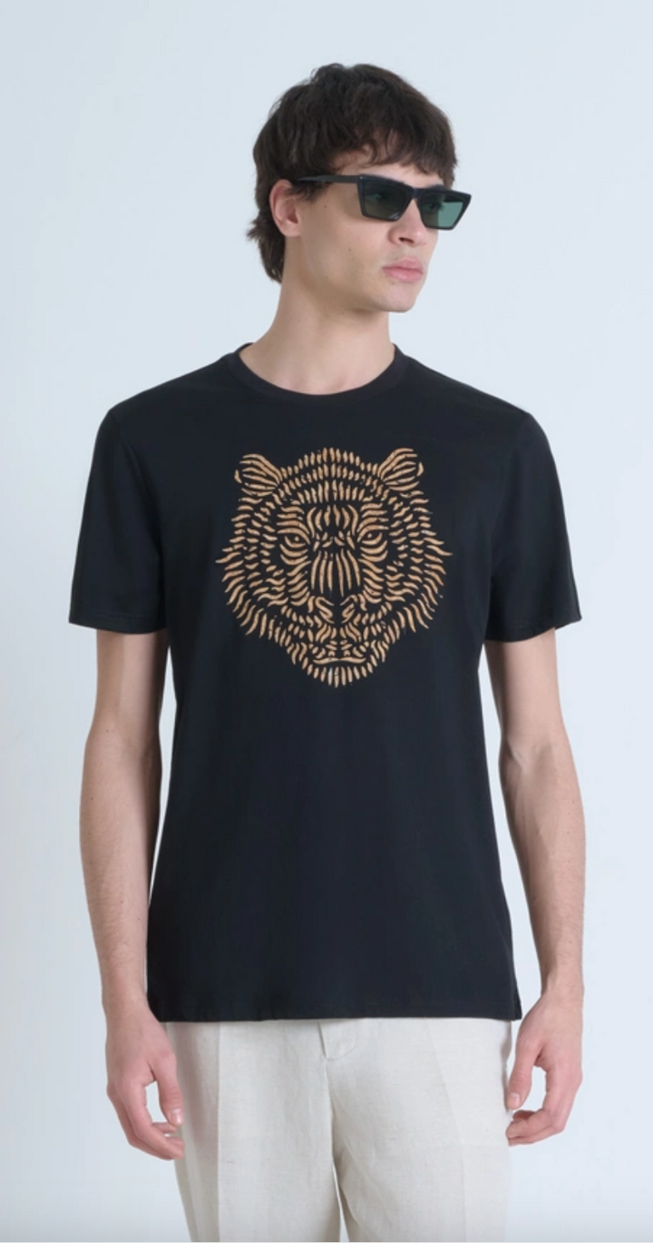 T-SHIRT REGULAR FIT DE ALGODÓN JERSEY CON LOGOTIPO DE CORCHO ESTAMPADO