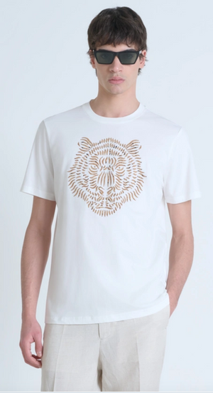 T-SHIRT REGULAR FIT DE ALGODÓN JERSEY CON LOGOTIPO DE CORCHO ESTAMPADO