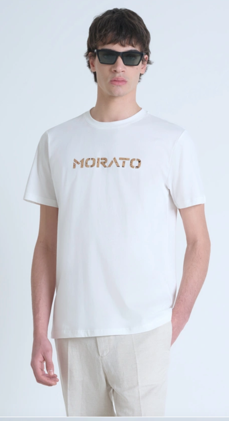 T-SHIRT REGULAR FIT DE ALGODÓN JERSEY CON LOGOTIPO DE CORCHO ESTAMPADO