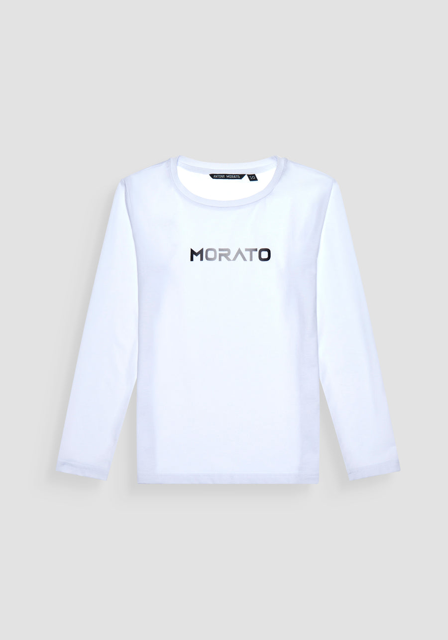 T SHIRT SLIM FIT DE JERSEY DE ALGODÓN BLANCO CON ESTAMPADO DIFUMINADO