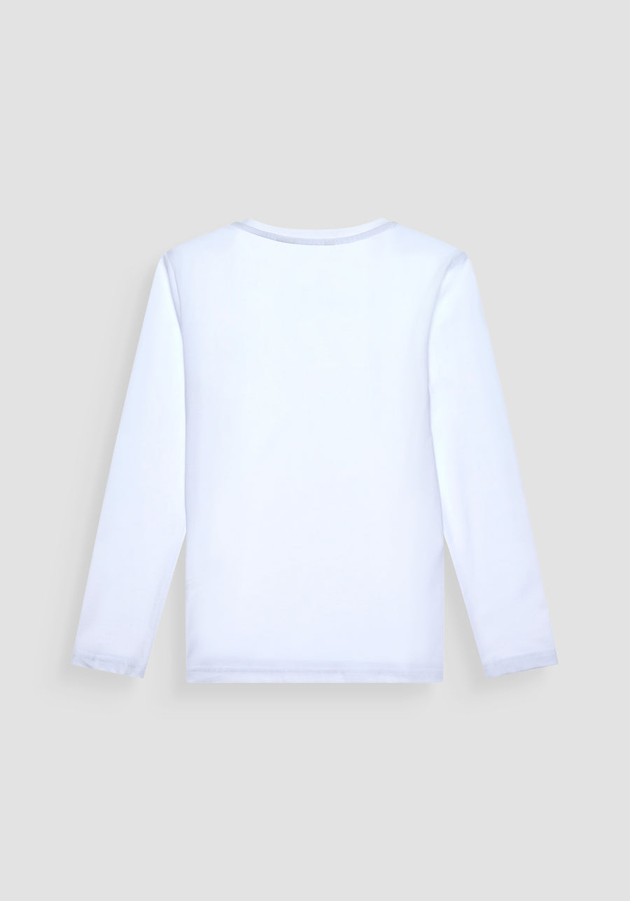 T SHIRT SLIM FIT DE JERSEY DE ALGODÓN BLANCO CON ESTAMPADO DIFUMINADO
