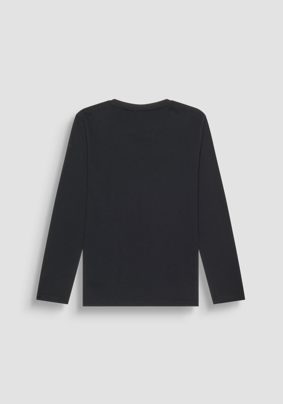 T SHIRT SLIM FIT DE JERSEY DE ALGODÓN NEGRO CON ESTAMPADO DIFUMINADO