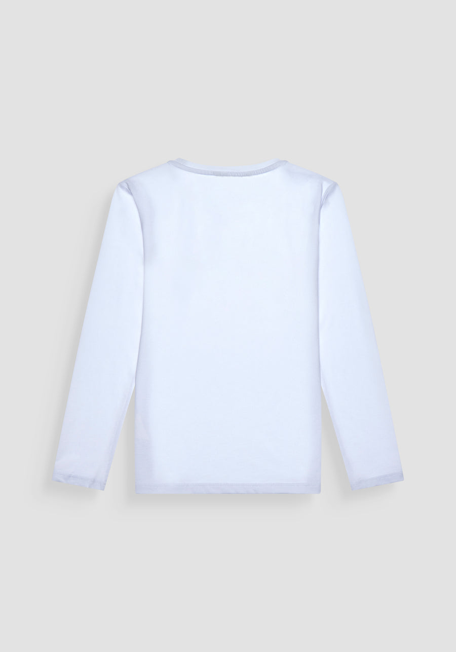 T SHIRT COLOR BLANCO SLIM FIT MANGA LARGA CON ESTAMPADO