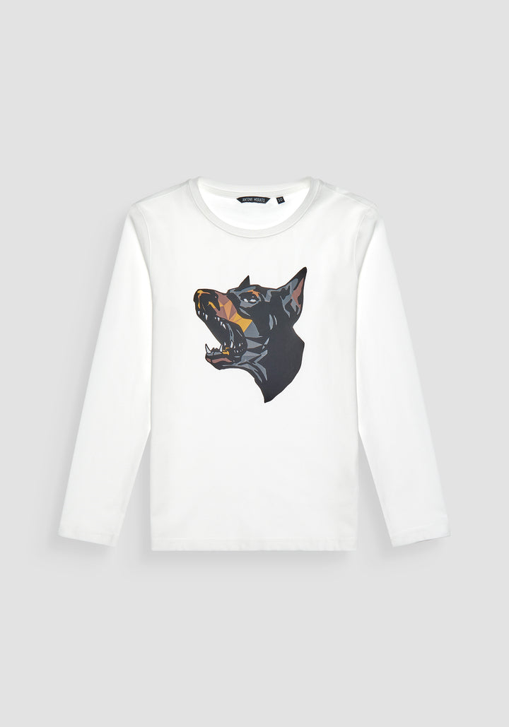 T SHIRT REGULAR FITJ ERSEY MANGA LARGA DE ALGODÓN CON ESTAMPADO DE DÓBERMAN