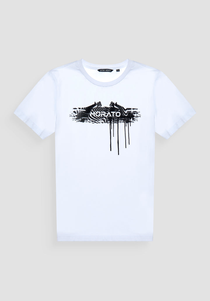 T SHIRT SLIM FIT DE JERSEY DE ALGODÓN BLANCO CON LOGOTIPO STREET