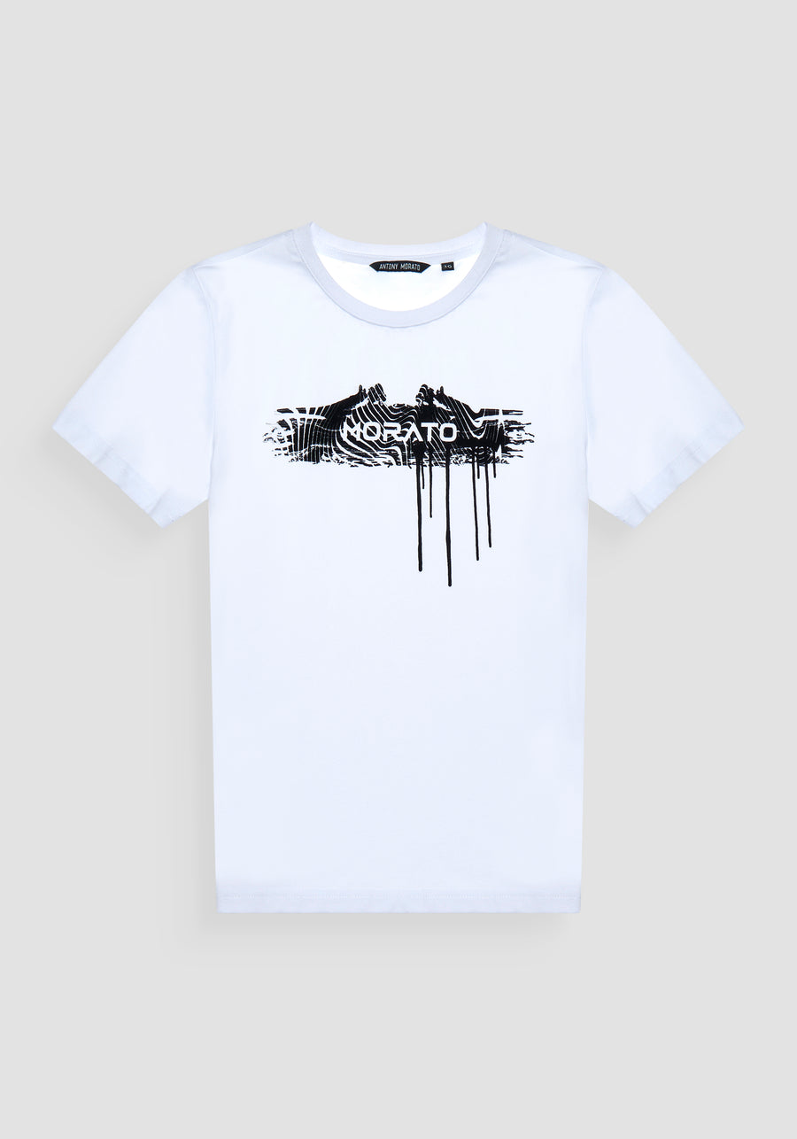 T SHIRT SLIM FIT DE JERSEY DE ALGODÓN BLANCO CON LOGOTIPO STREET