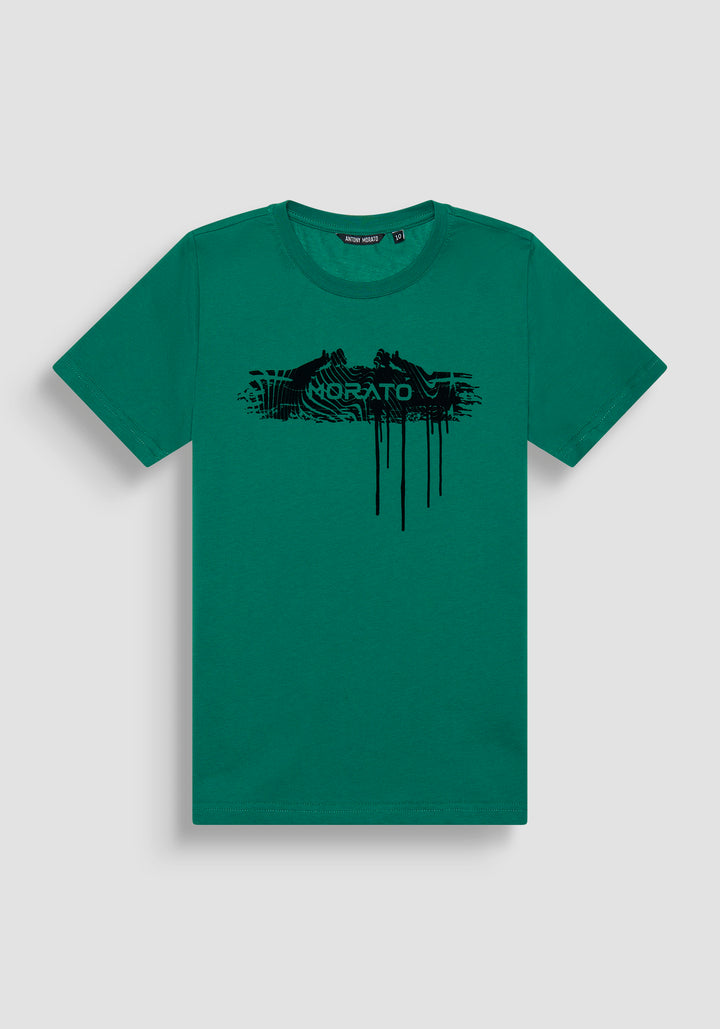 T SHIRT SLIM FIT DE JERSEY DE ALGODÓN VERDE CON LOGOTIPO STREET