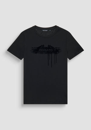 T-SHIRT SLIM FIT JERSEY DE ALGODON NEGRO CON ESTAMPADO