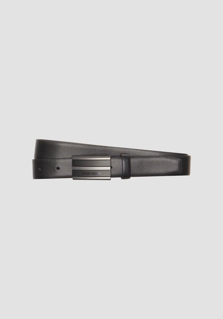 CINTURÓN DE CUERO CON PLACA ALTURA 30MM