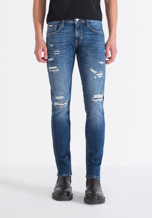 JEANS TAPERED OZZY IN BLUE DENIM VINTAGE GOLD LINE