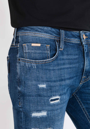 JEANS TAPERED OZZY IN BLUE DENIM VINTAGE GOLD LINE