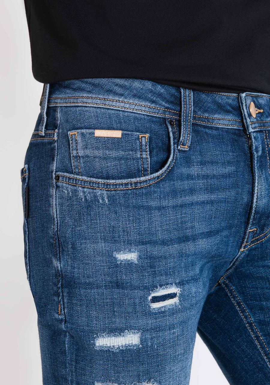 JEANS TAPERED OZZY IN BLUE DENIM VINTAGE GOLD LINE