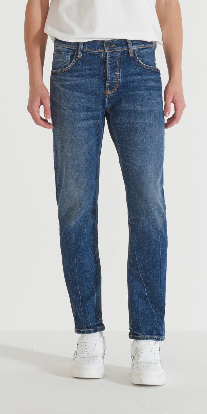 JEANS CLEVE SLIM STRAIGHT FIT IN BLUE DENIM