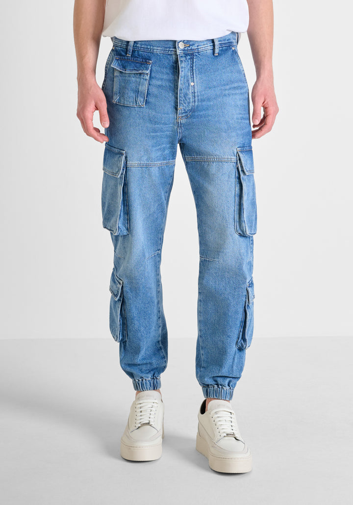 JEANS REGULAR FIT «JAY» ESTILO CARGO CON EFECTO LAVADO CLARO