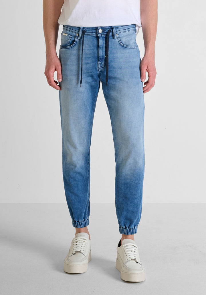 JEANS SKINNY CROPPED FIT «JAKE» CON ELÁSTICOS Y CORDÓN