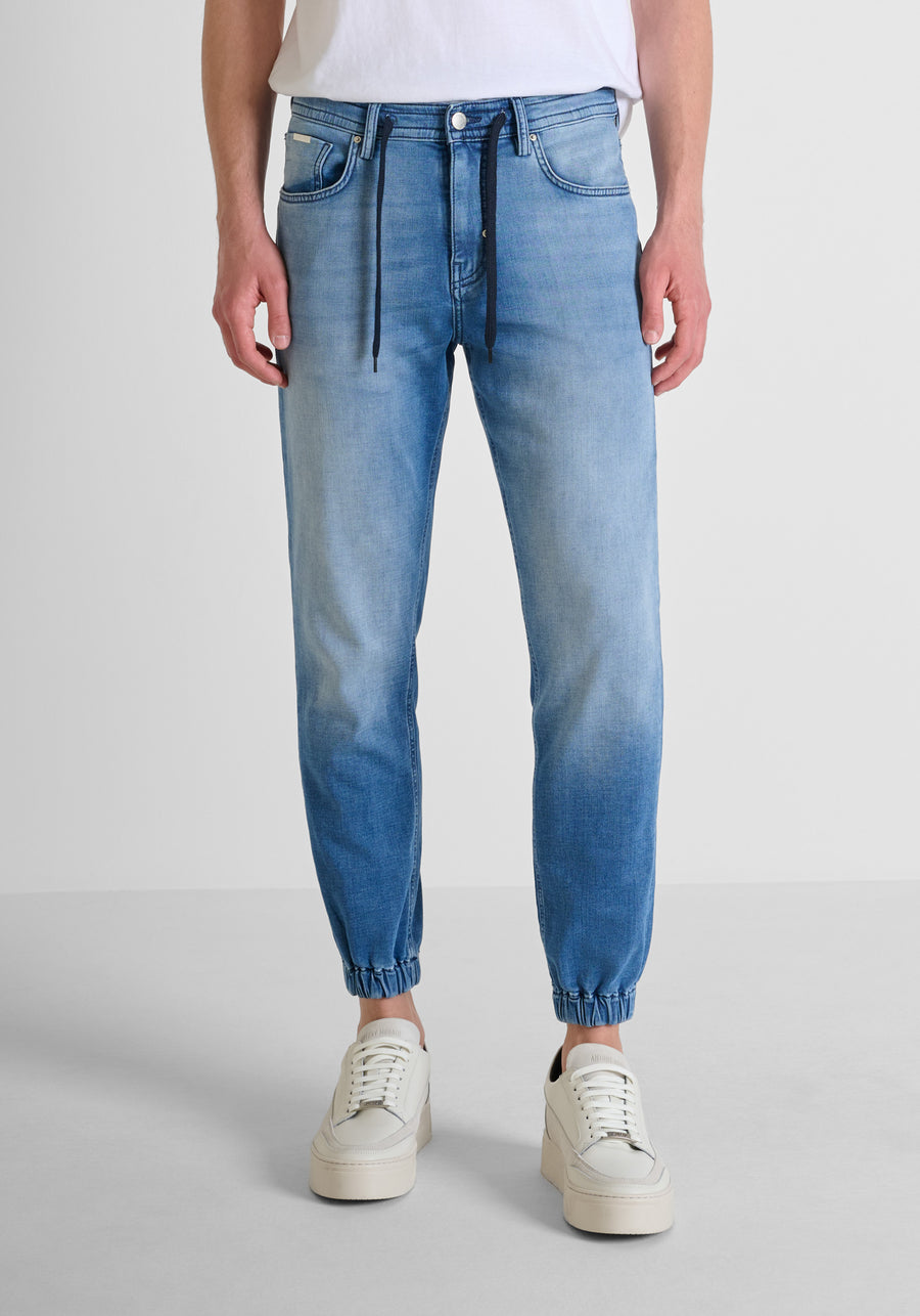 JEANS SKINNY CROPPED FIT «JAKE» CON ELÁSTICOS Y CORDÓN