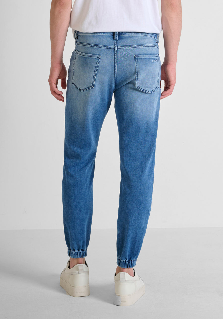 JEANS SKINNY CROPPED FIT «JAKE» CON ELÁSTICOS Y CORDÓN