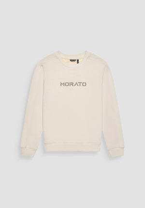 SUÉTER RELAXED FIT BEIGE DE ALGODÓN Y LOGOTIPO DE GOMA