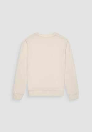 SUÉTER RELAXED FIT BEIGE DE ALGODÓN Y LOGOTIPO DE GOMA