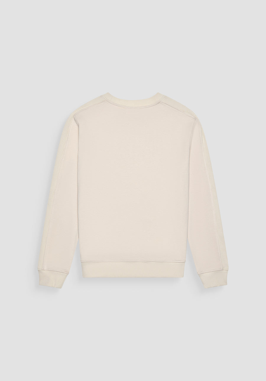 SUÉTER RELAXED FIT BEIGE DE ALGODÓN Y LOGOTIPO DE GOMA