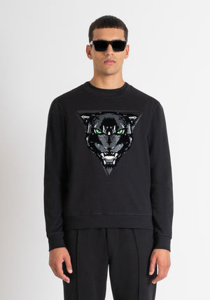 HOODIE REGULAR FIT DE ALGODÓN CON ESTAMPADO DE PANTERA