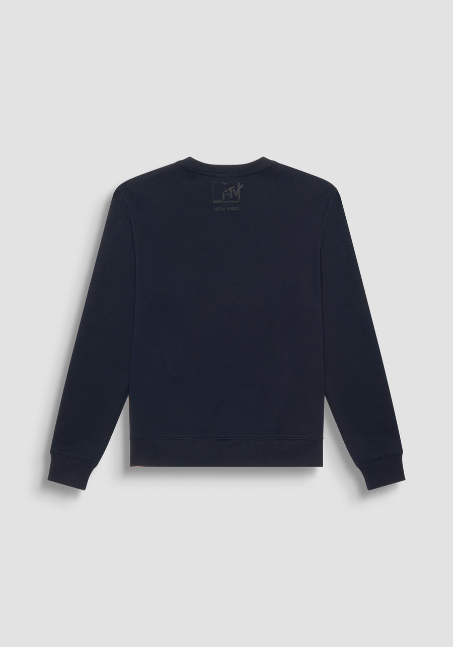 SUÉTER SLIM FIT NEGRO DE ALGODÓN CON LOGOTIPO "MTV"