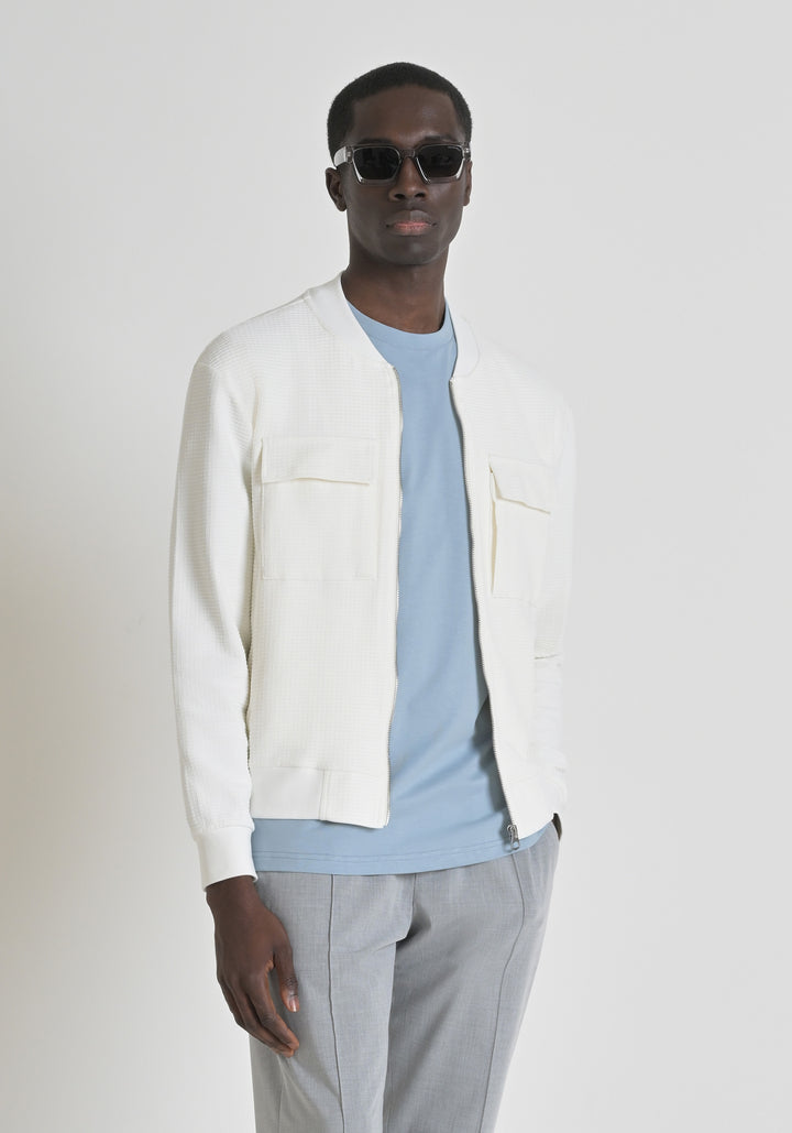 SUDADERA SLIM FIT DE ALGODÓN ELÁSTICO CON ESTAMPADO A CUADROS