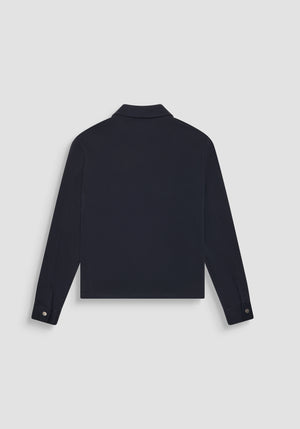CHAQUETA SLIM FIT DE MEZCLA DE PIQUÉ DE ALGODÓN CON CUELLO Y CREMALLERA