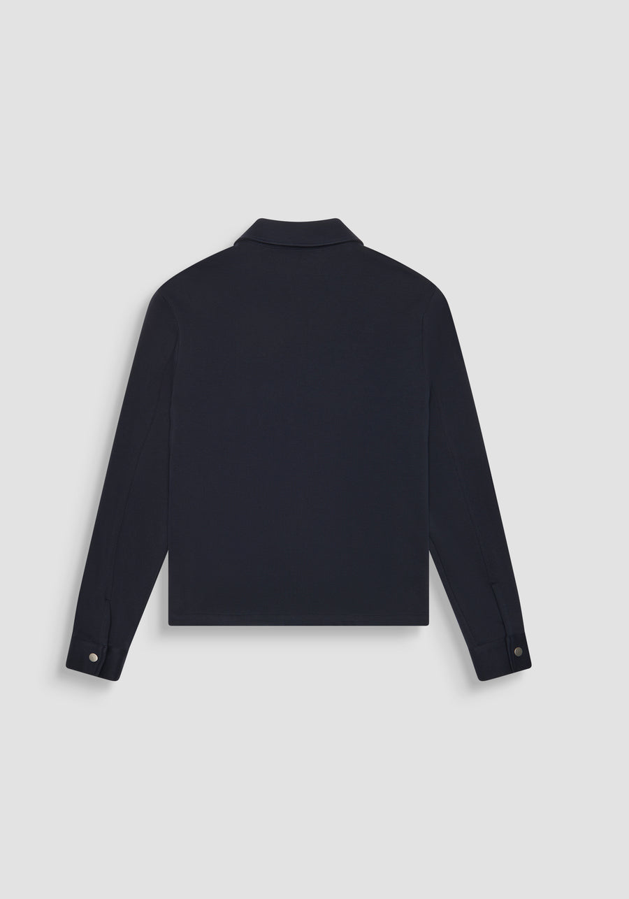 CHAQUETA SLIM FIT DE MEZCLA DE PIQUÉ DE ALGODÓN CON CUELLO Y CREMALLERA