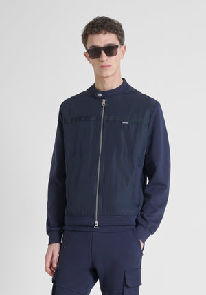 SUDADERA REGULAR FIT DE MEZCLA DE ALGODÓN CON TEJIDO EN CONTRASTE