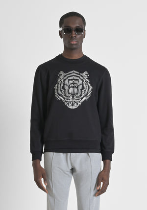 SUDADERA REGULAR FIT DE MEZCLA DE ALGODÓN CON ESTAMPADO DE TIGRE