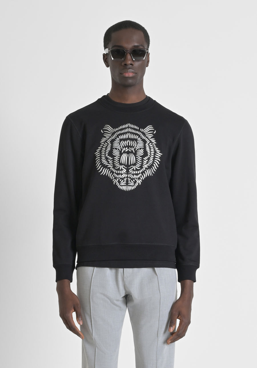 SUDADERA REGULAR FIT DE MEZCLA DE ALGODÓN CON ESTAMPADO DE TIGRE